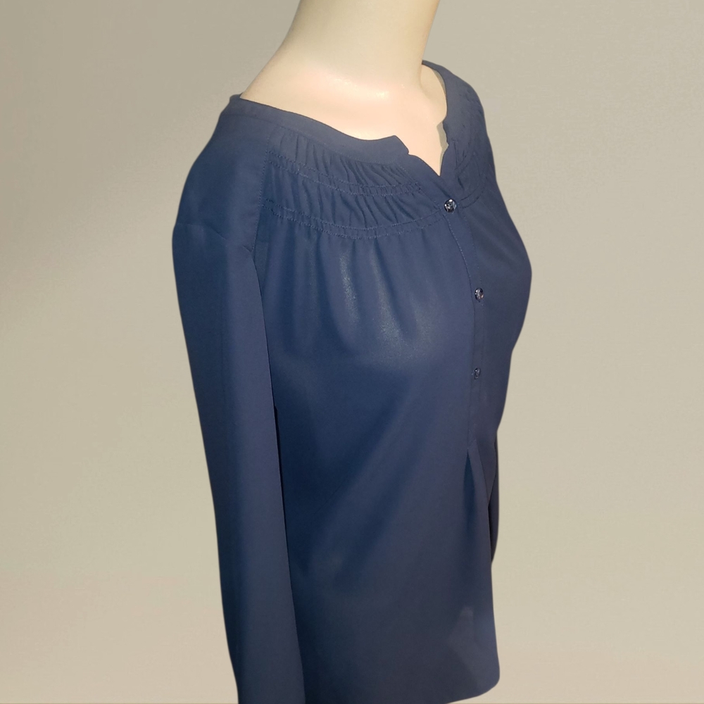 Max Studio Sheer Navy Blue Women's Blouse Size L